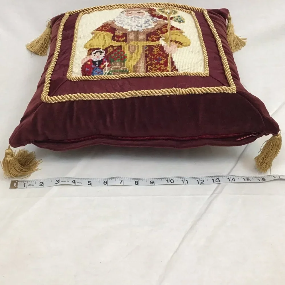 Lot of 2 Santa Claus Christmas Holiday Decorative Throw Pillows